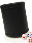 La taza de dados de cuero con el mini interior mágico de los dados de la cámara/del casino ve a través los dados al lado del teléfono video
