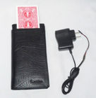 Analizador electrónico de cuero negro de la tarjeta del dispositivo/del póker del tramposo del póker de la cartera de la tarjeta del cambio