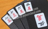 Naipes invisibles de Mahjong del papel blanco y negro del PVC para el analizador del póker